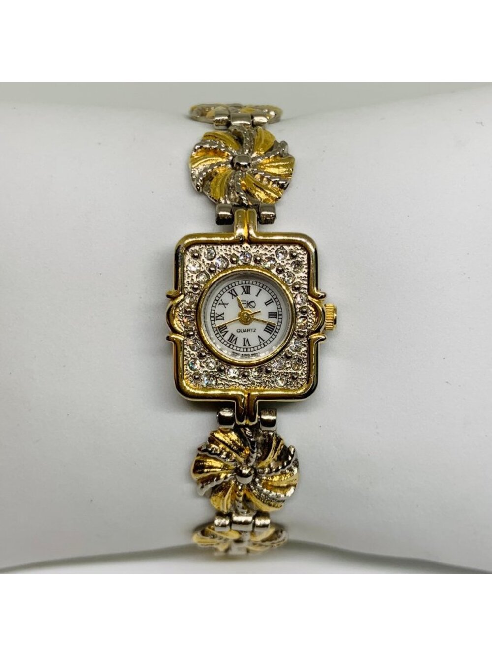 Vintage EKO gold silver tone women watch quartz 20mm Roman indices running